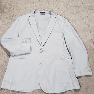 C-LAB NYC Mens 46L Blazer Garment Dyed Stretch Cotton Unlined Gray Lightweight